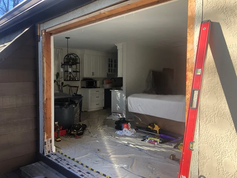 Patio door removed and ready for installation